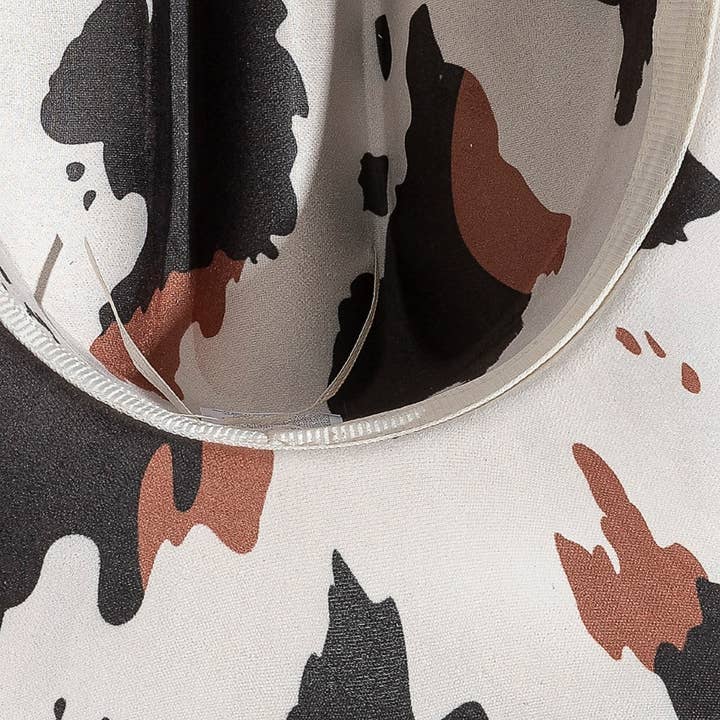 Collections by Fame Accessories - Wholesale Fedora - Women's - Western Bull Head Strap Cow Print Cowboy Hat3