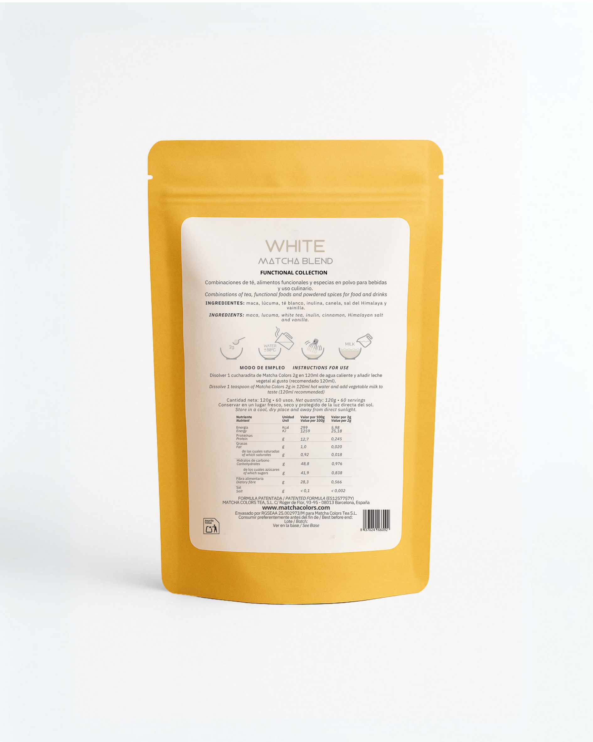 Matcha Colors – Großhandel Gesundheits-/Entgiftungstee – Weiße Matcha-Mischung – 50 g (Einzelhandelsformat)3