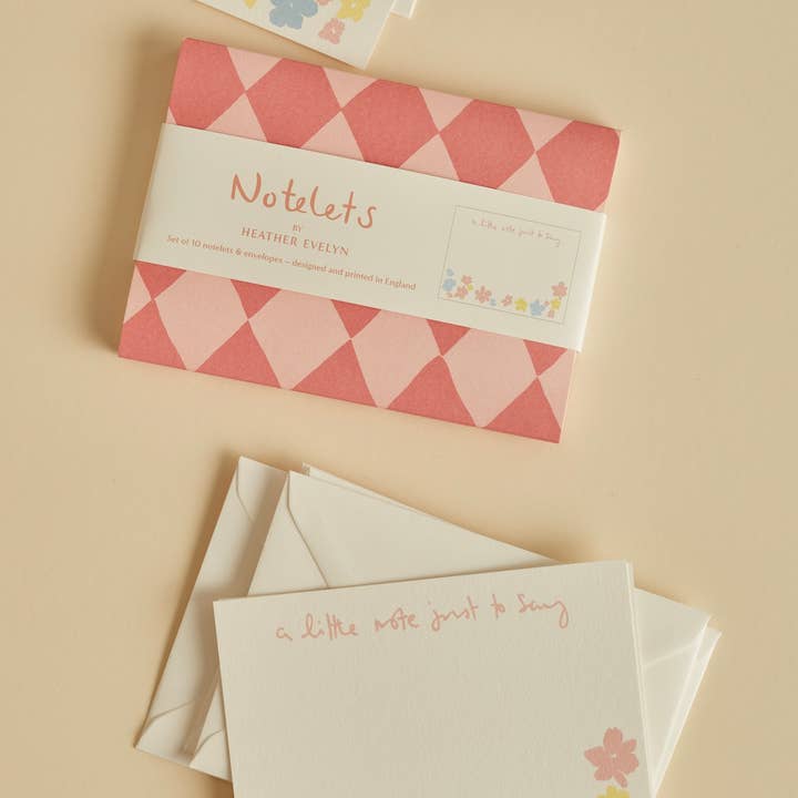 Heather Evelyn ā wholesale Stationery/notecard set ā Set of 10 Notelets - A little note just to say FloralĀ
