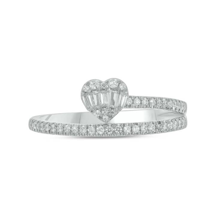 14k Solid Gold Double Band Heart Ring. RFF17925 for wholesale by Tresor Jewelry Inc.