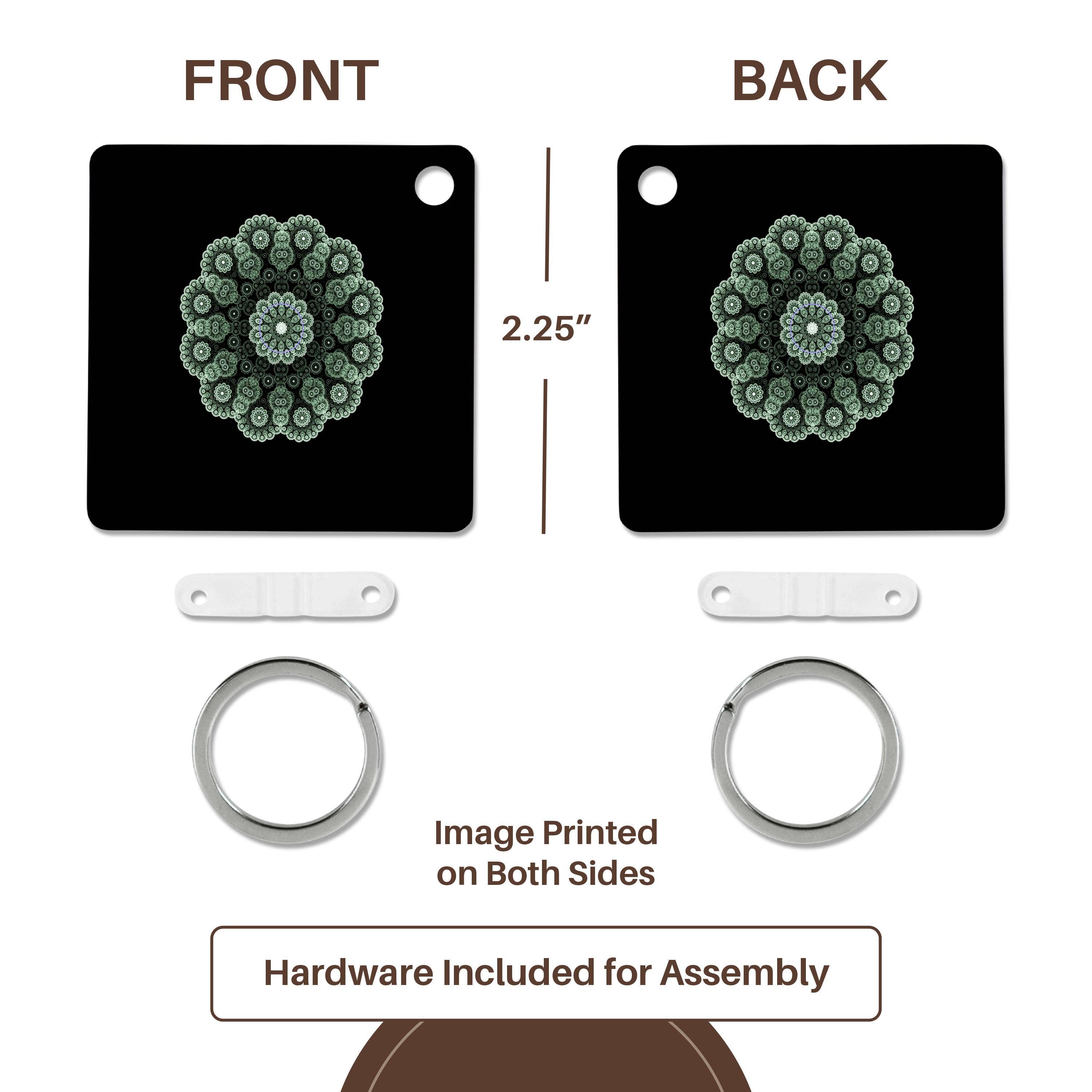 3dRose - Wholesale Keychain - Unisex - 3dRose, Image of Fractal Green Mandela On Black, Key Chain4