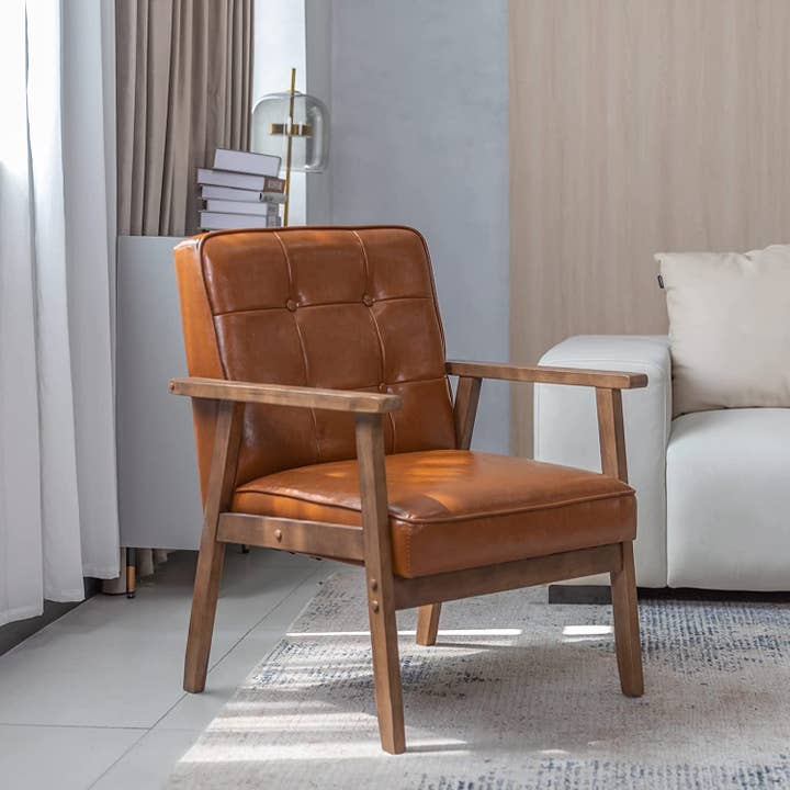 Brown Retro Leather Armchair for Home or Office for wholesale on Faire
