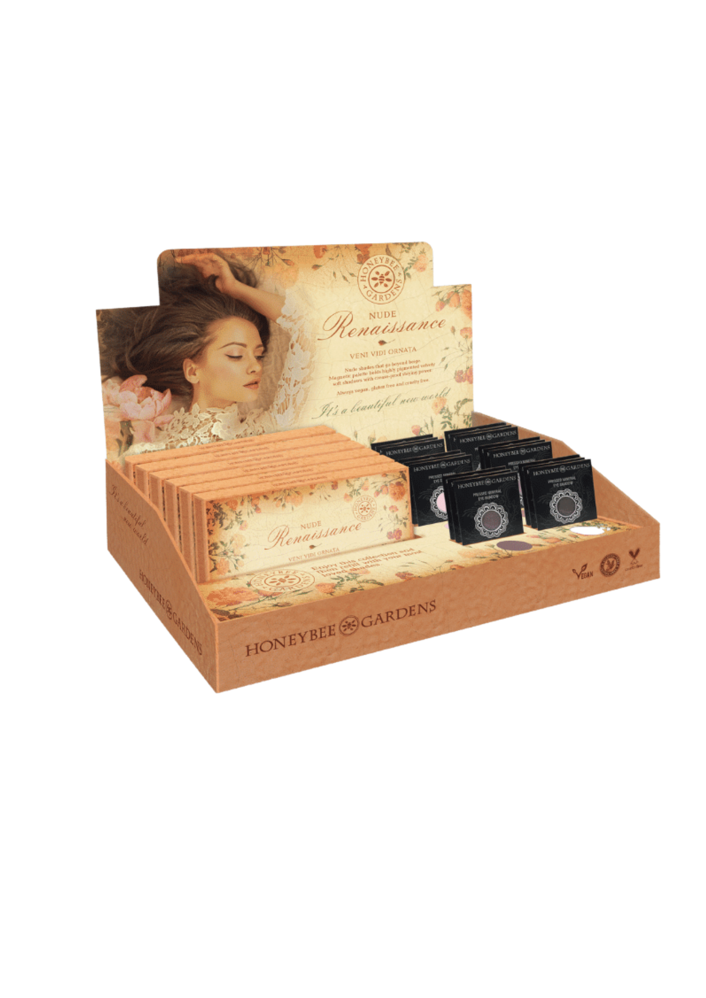 Honeybee Gardens Natural Cosmetics & Body Care – wholesale Eyeshadow palette – Nude Renaissance Shipper Display 0