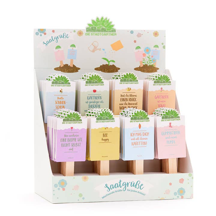 TDJ Stadtgärtner GmbH - Wholesale Retailer Display - Home & Living - Tray - seed greetings - 8 bestsellers of 10 pieces