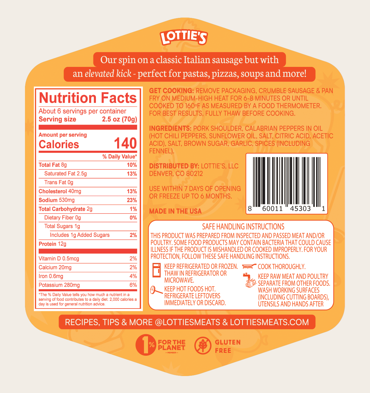 Lottie's Meats - Wholesale Sausage - Calabrian Sausage | Ground Pork Blend | 14 Units @ 16 oz ea.6