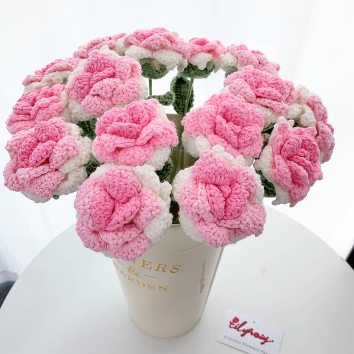 Crochet Roses flower, Handmade Valentine's Day gift for wholesale by Lilyrosy(Duty free)