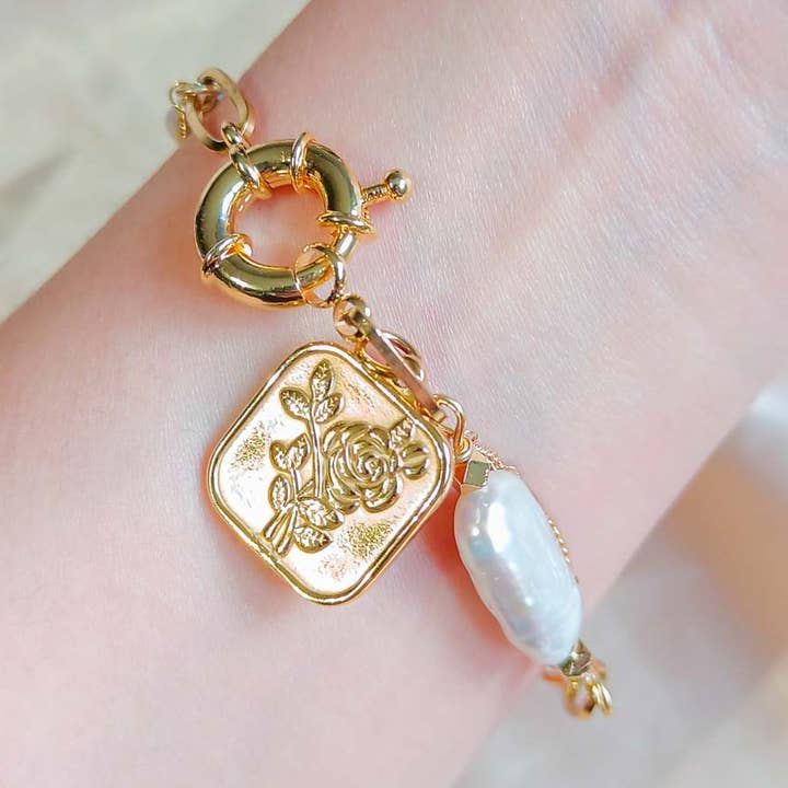 Nautisk Charme Armbånd Kæde med Led & Barokperler for engroshandel hos Pompon La Tulipe