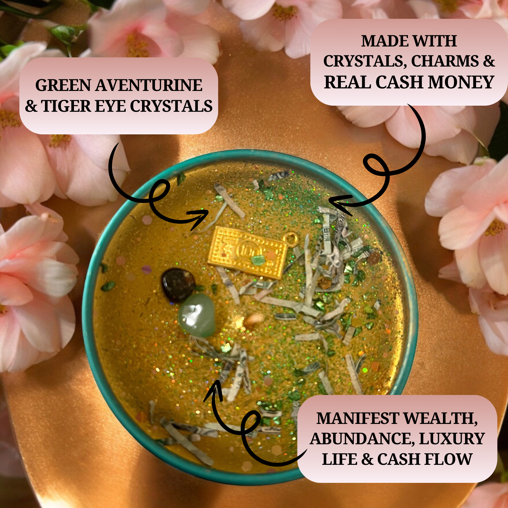 Green Rich B$tch Magic Money Spell Candle for wholesale on Faire1
