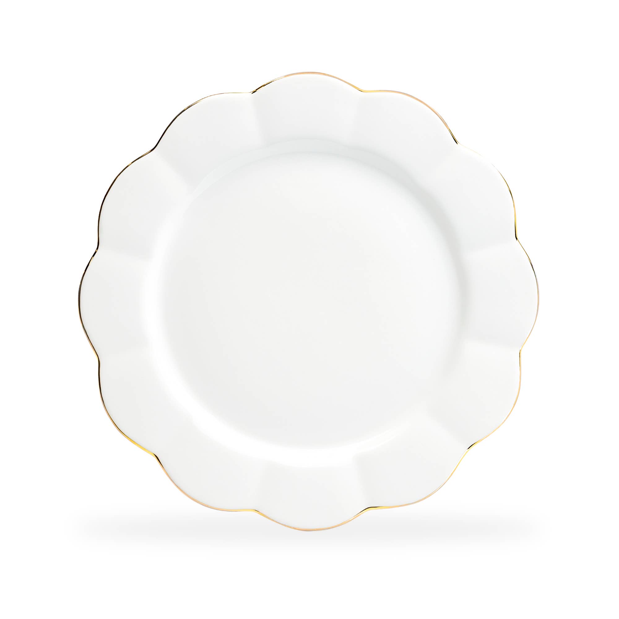Grace Teaware - Wholesale Dinner Plate - White Gold Scallop 11" Fine Porcelain Dinner Plate1
