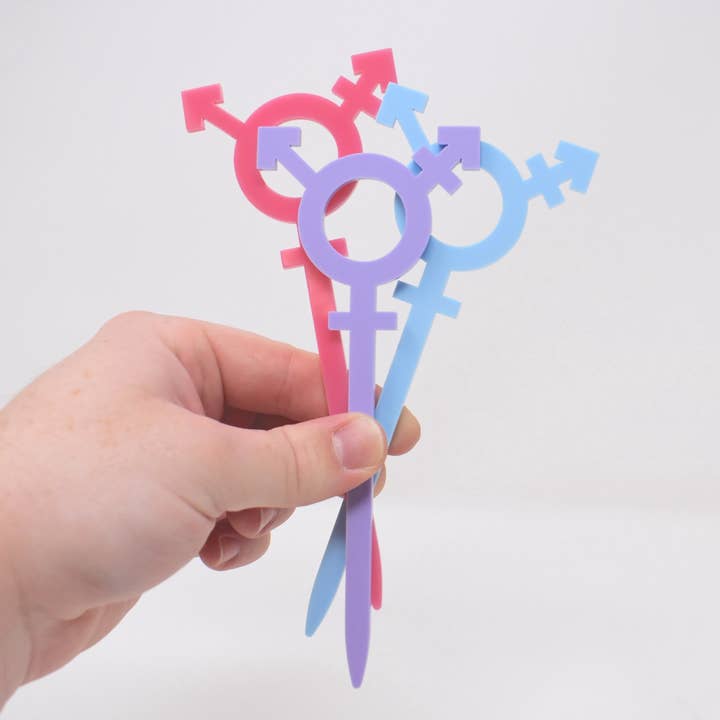 Morganite Press - Wholesale Plant Pot Stand - Transgender Symbol Plant Stake4