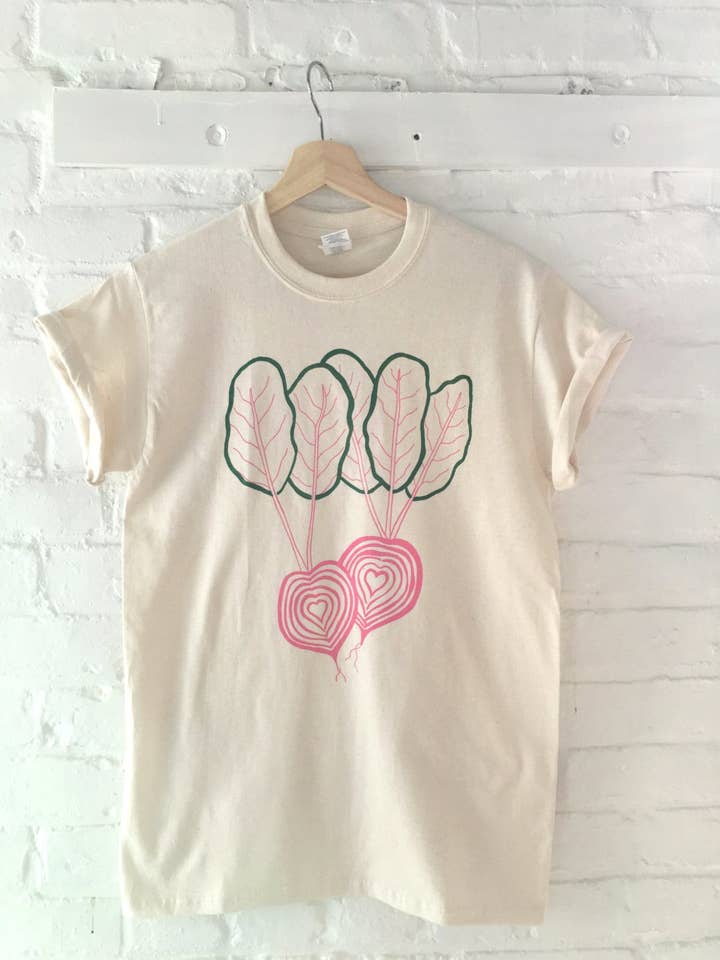 Beet Screen Print Shirt for wholesale by &Morgan