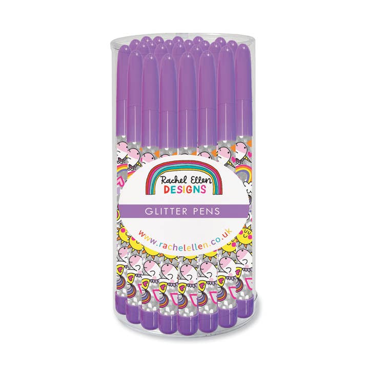 Ballpoint Glitter Pen - Unicorns - 24 in tub for wholesale by Rachel Ellen Designs