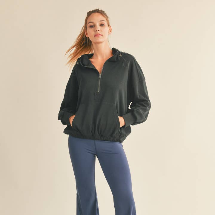 Black Essential Pullover and other Purchase Wholesale half zip hoodie. Free Returns & Net 60 Terms on Faire trending on Faire.