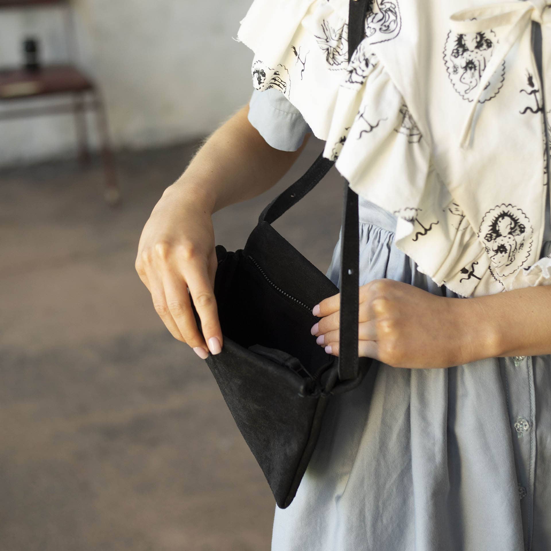 Shuk Bag, black velvet for wholesale on Faire2