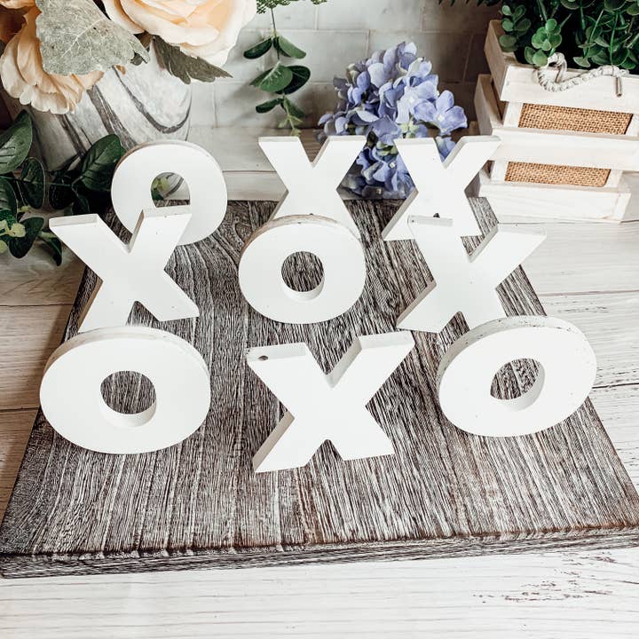 Gia Roma - Wholesale Decorative Tabletop Object - Wooden Tabletop Game + Decor, Tic Tac Toe Wood Game, Rustic21