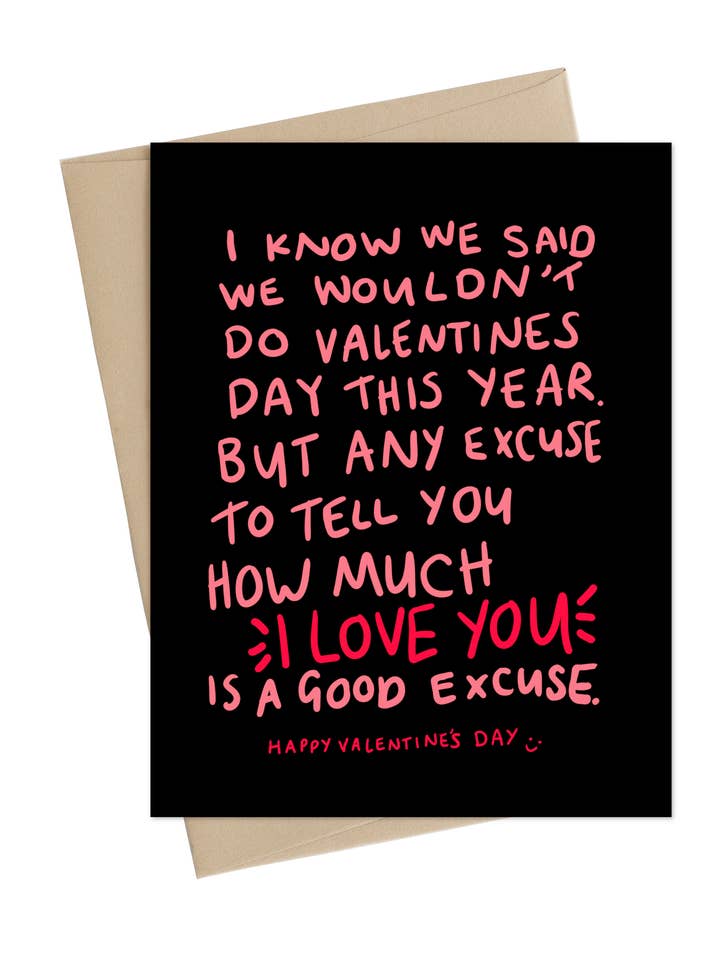 Any Excuse (biglietto di San Valentino) per la vendita all'ingrosso da parte di Little May Papery