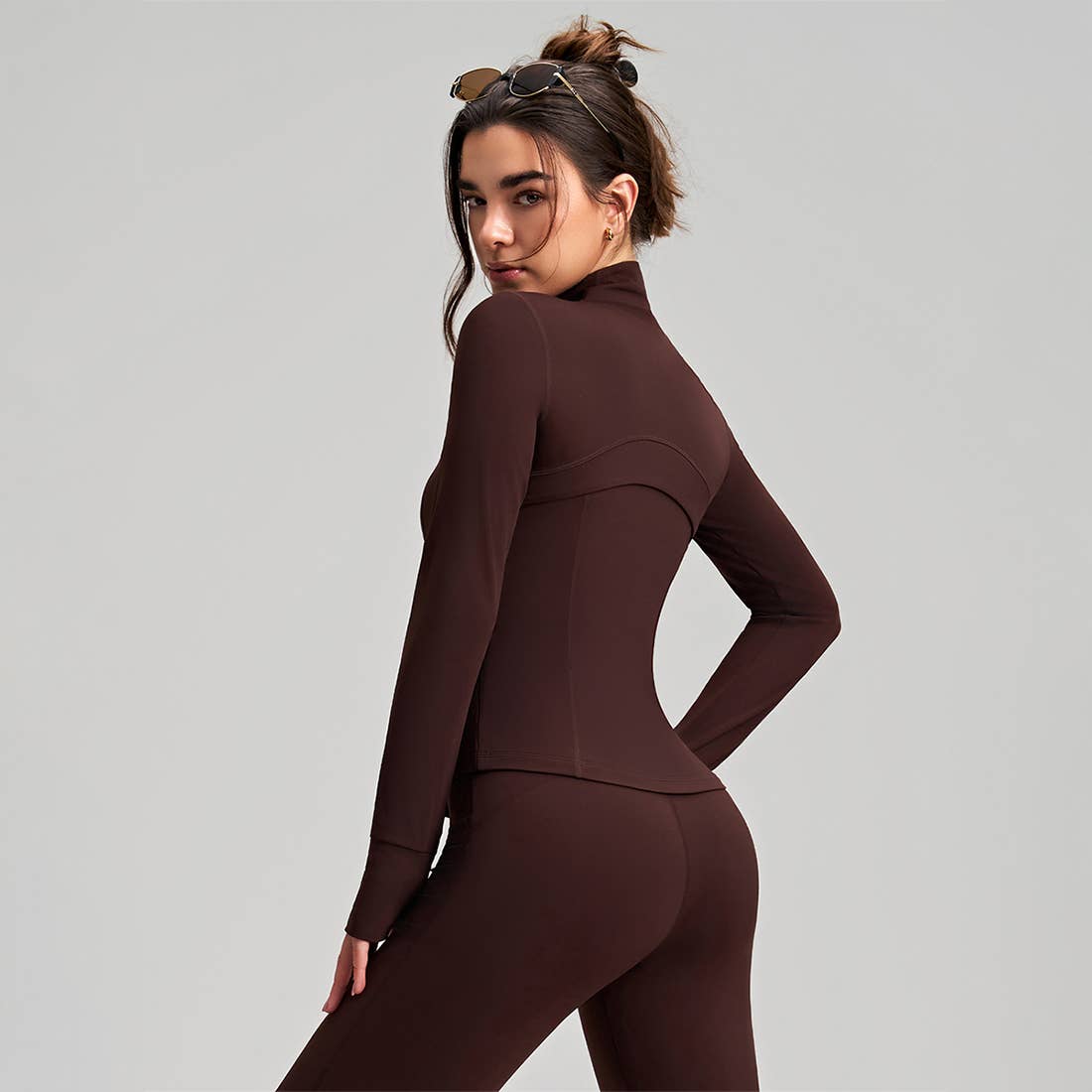 Sodalemon – wholesale Athletic top – Women′s – Women Slim-Fit High-Neck Finger-Loop Yoga Long Sleeve8