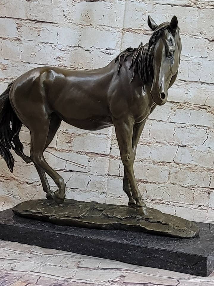 Estátua de Escultura em Bronze de Égua Árabe sobre Base de Mármore por PJ Mene por atacado de Bronzhaus