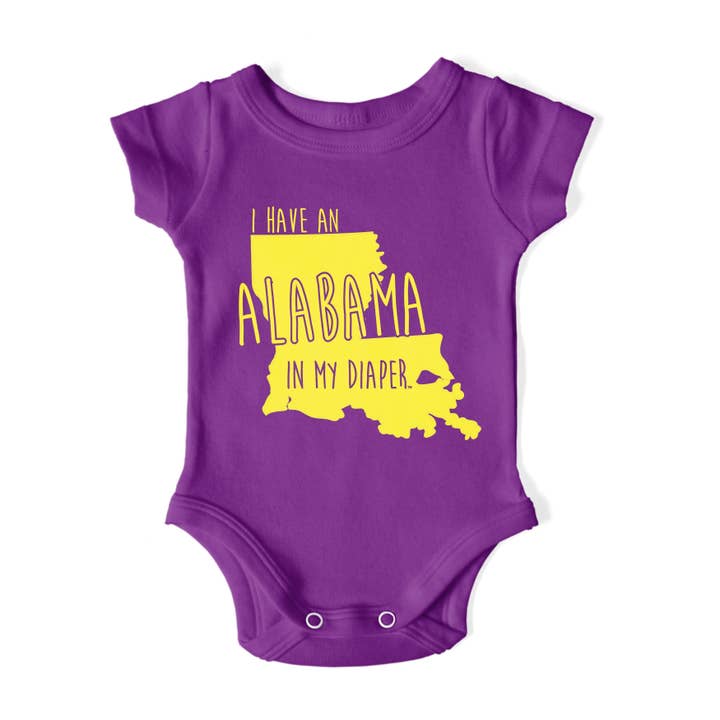 I HAVE AN ALABAMA IN MY DIAPER Baton Rouge Sports Baby One Piece for wholesale by In My Diaper