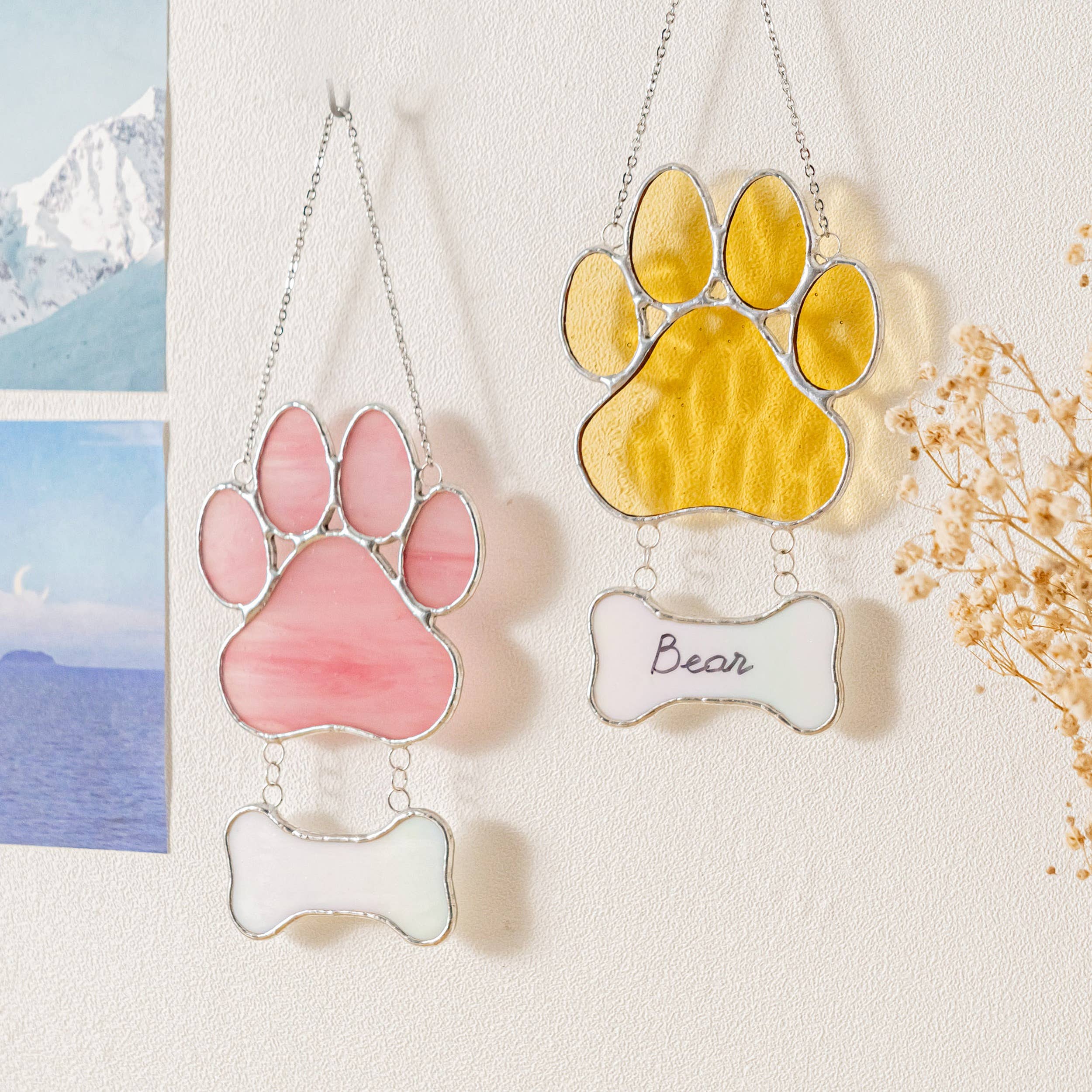 MondoBellissimo - Vente Attrape-soleil - Attrape-soleil commémoratif patte d'animal en vitrail Q199