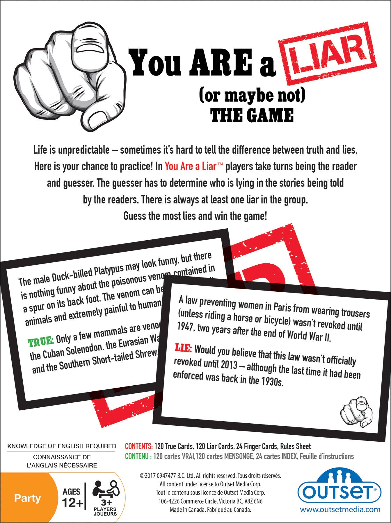 Outset Games and Cobble Hill Puzzles - Wholesale Card Game - You Are A Liar! - The Game of Tall Tales & Truth Tagging1