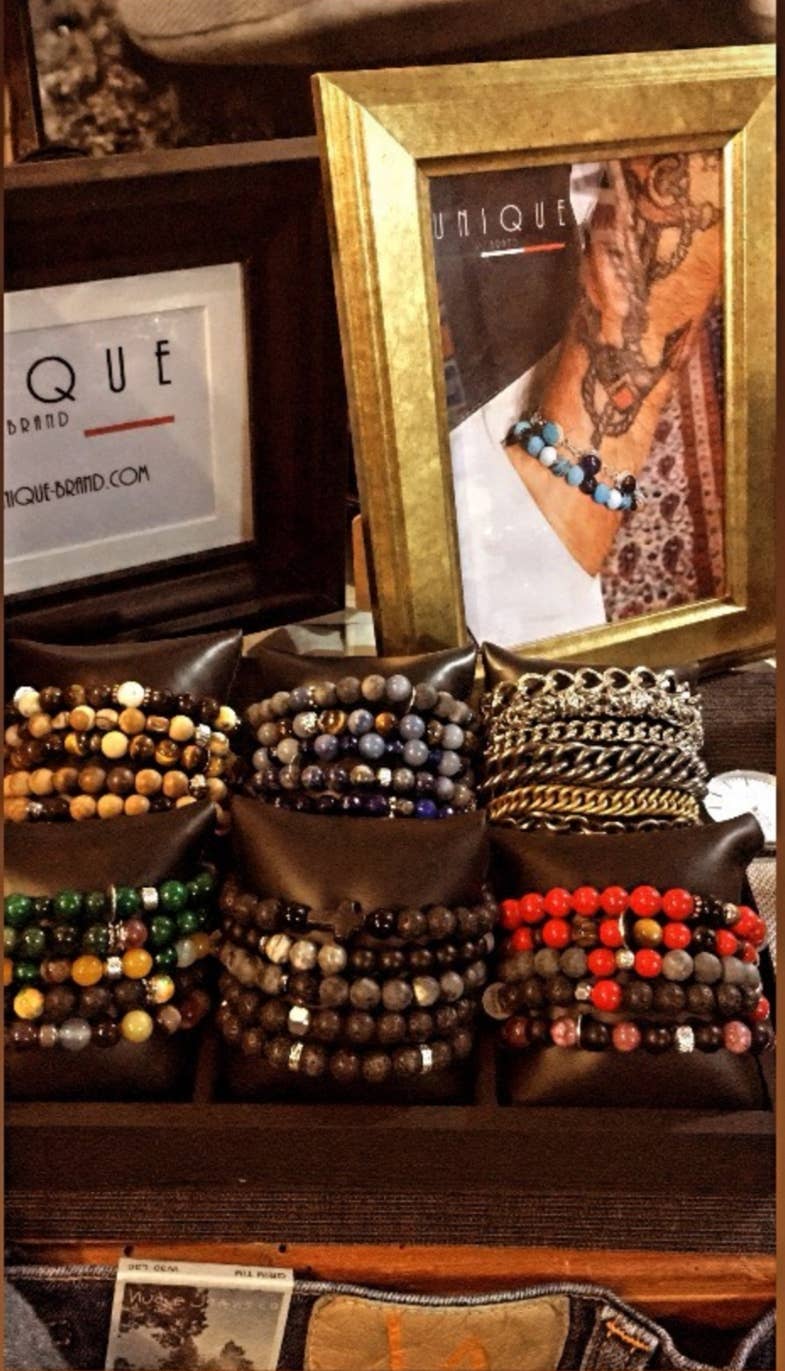 Unique Brand - Vente Bracelet de perles - Bracelets artisanaux en pierres de 8 mm avec inserts en acier1