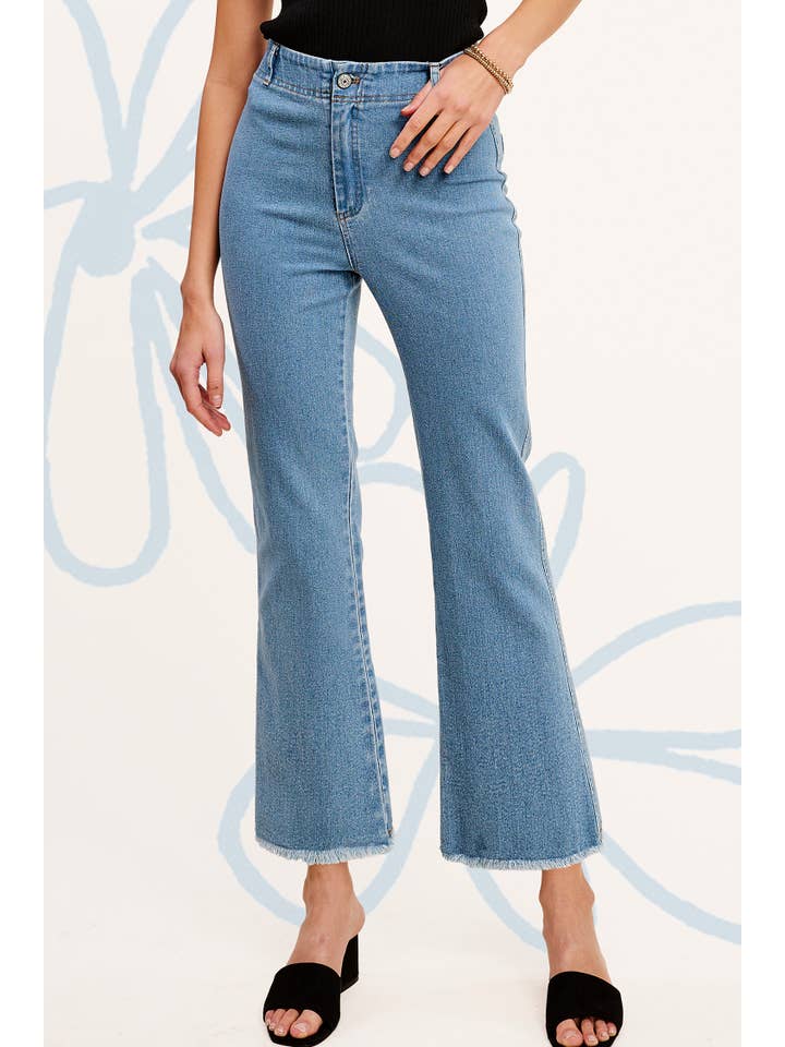 La Miel – Calças - Mulher por atacado – MCP3113-Calças Flare elástica de Cintura Alta Lavada e Macio31