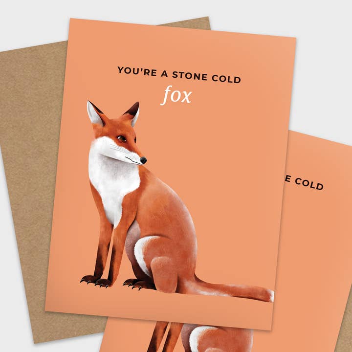 RachIllustrate – Großhandel Liebeskarte – Du bist ein Stone Cold Fox Wortspiel Liebe Karte1