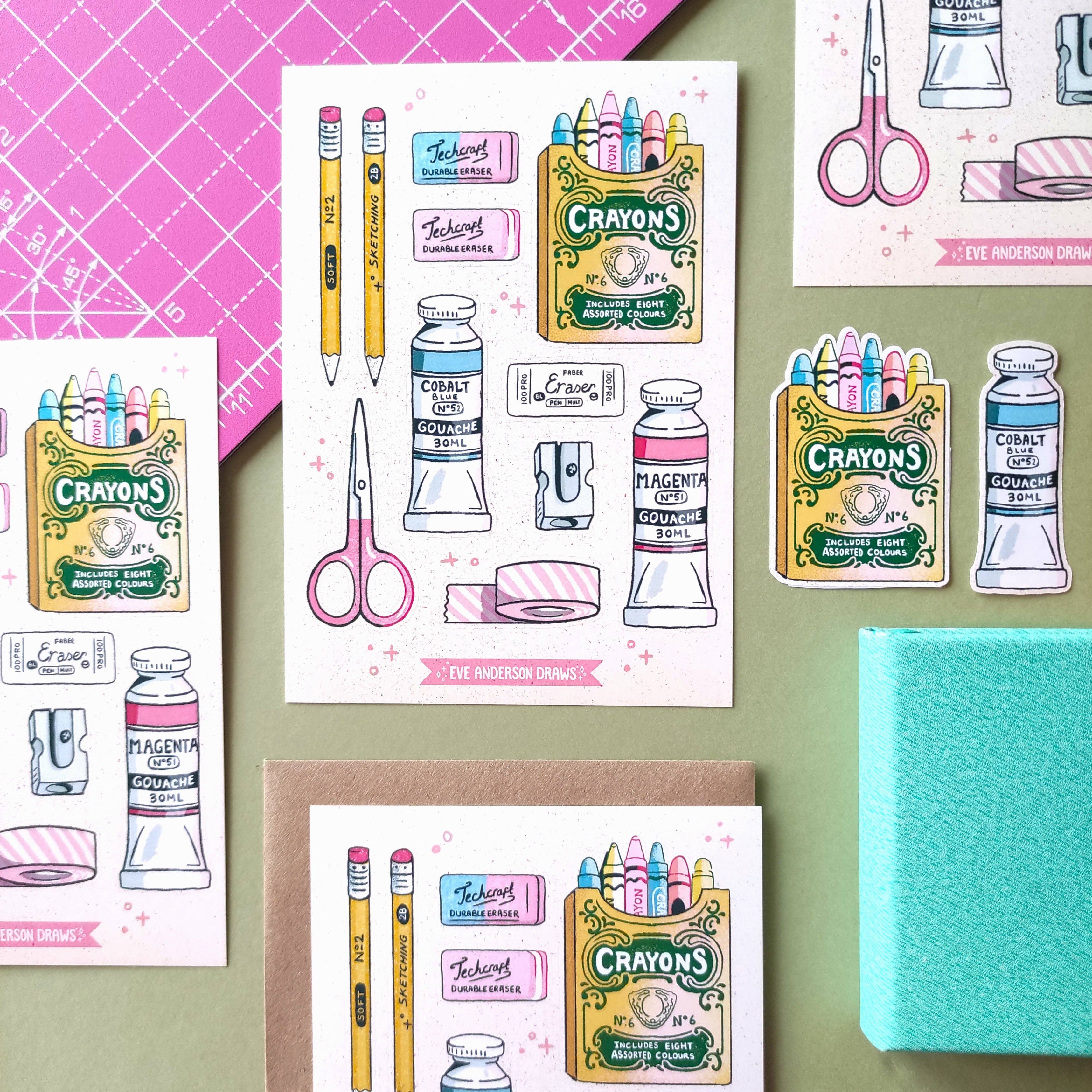 Eve Anderson Draws – wholesale Sticker – Art Supplies Sticker Sheet - A61