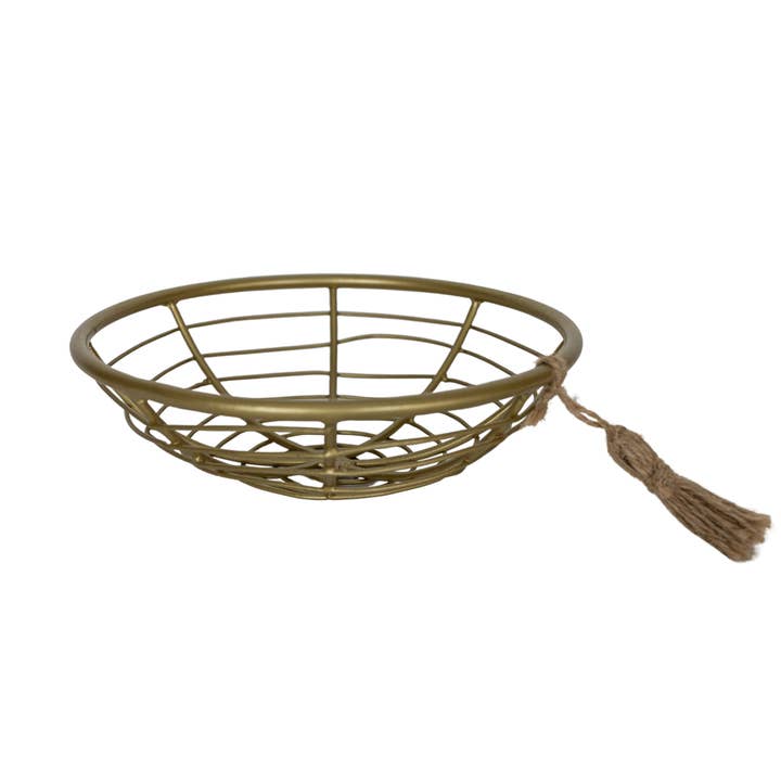 Foreside Home & Garden - Wholesale Jewelry Dish - SALE - Auden Brass Trinket Tray Metal with Jute Tassel1