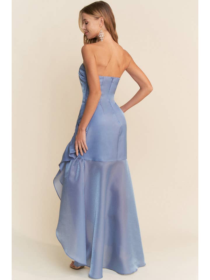 Maniju - Vendita all'ingrosso Vestito - Donna - ABITO ASIMMETRICO SENZA SPALLINE CON BALZE ALTE E BASSE5