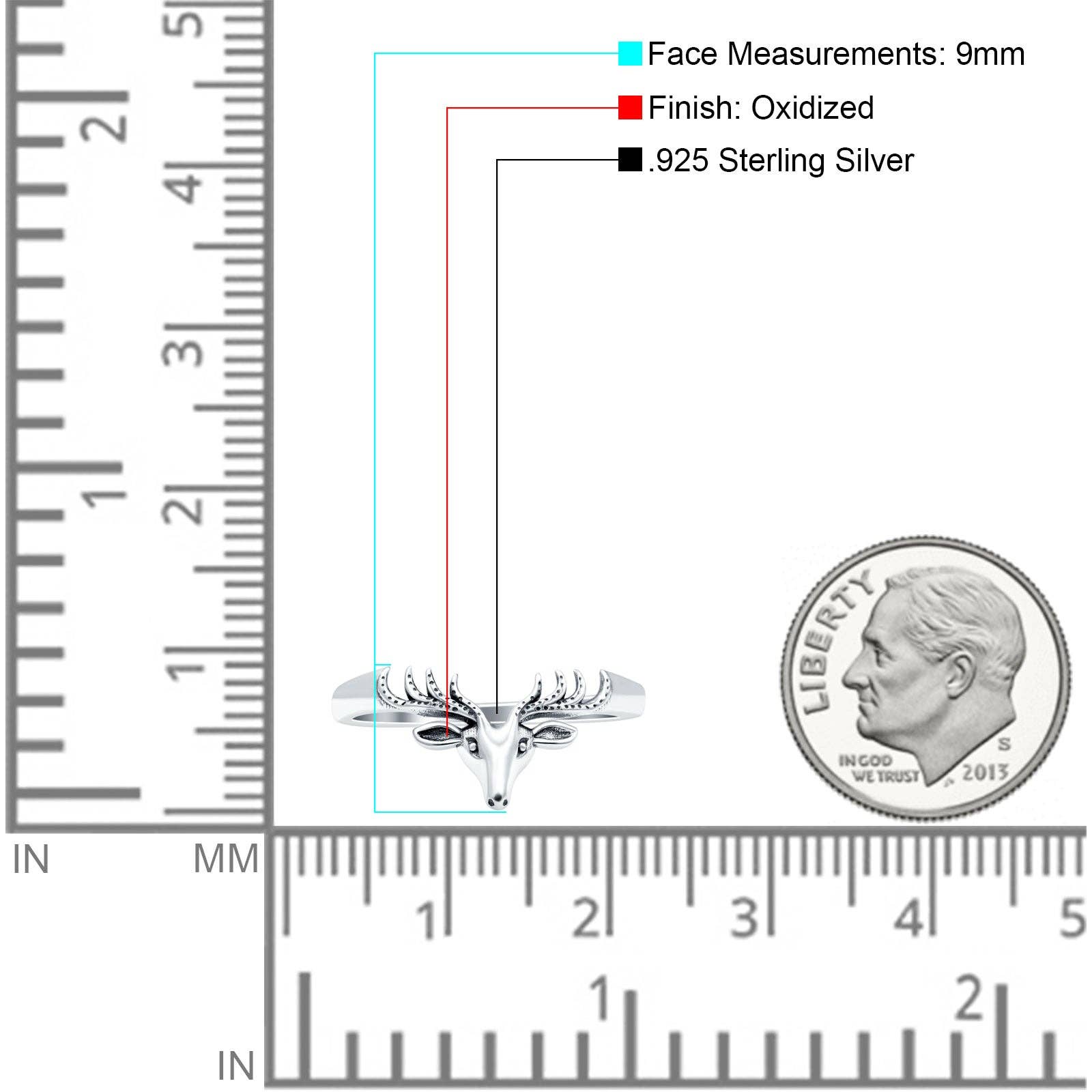 Sterling Silver Deer Oxidized Band Thumb Ring (9mm) for wholesale on Faire3