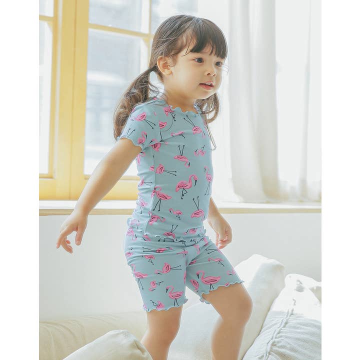 Viscose Shirring FlamingoShort Sleeve PJs-C for wholesale by Vaenait Baby