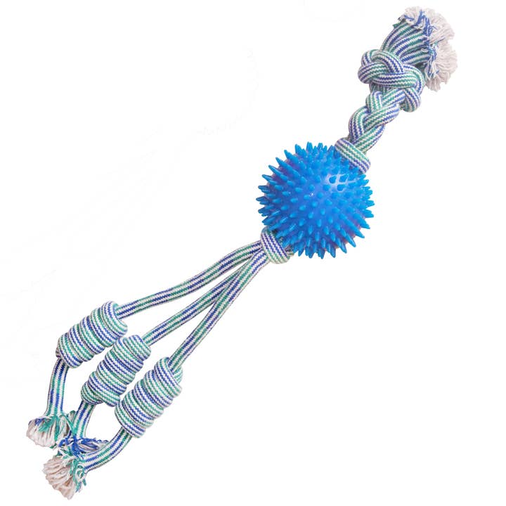 Pet Palette Distribution - Wholesale Pet Rope Toy - Dog - SnugArooz Feel'N Spikey Rope Dog Toy Assorted Colors 23"