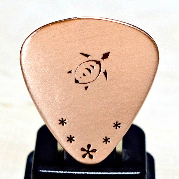 NiciArt LLC - Wholesale Musical Instrument - Copper guitar pick with sea turtle0