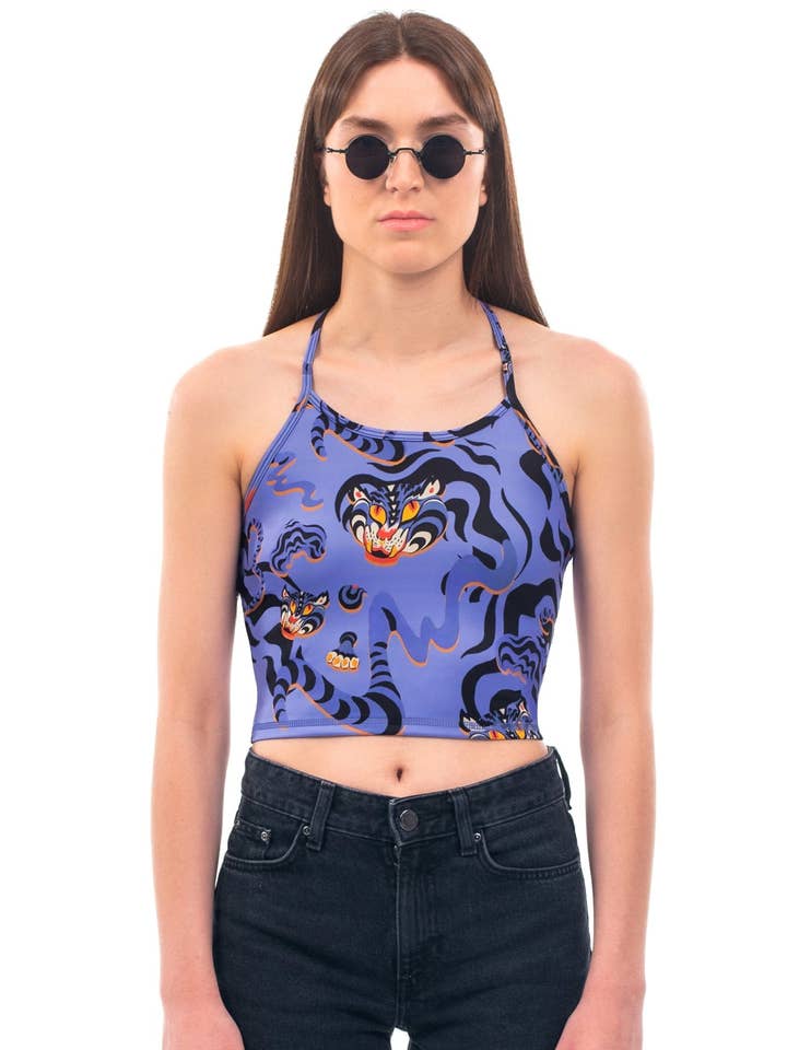 MR TI YOGA TOP - SPORT-BH - BAMBUS & BAUMWOLLE TIGERPRINT für den Großhandel von Pitaya Yoga