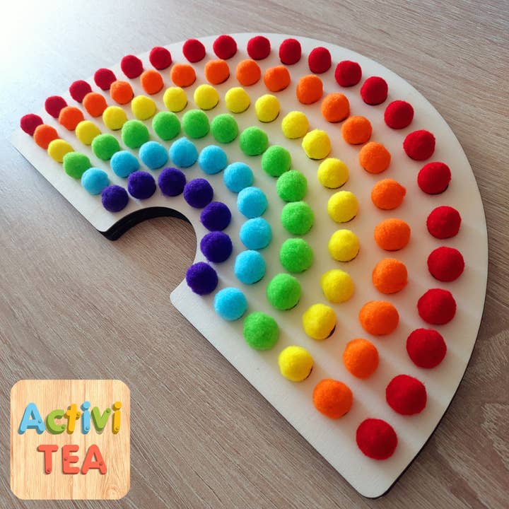 Activitea - Wholesale Wood Toy - Kids - Wooden rainbow with pompoms1