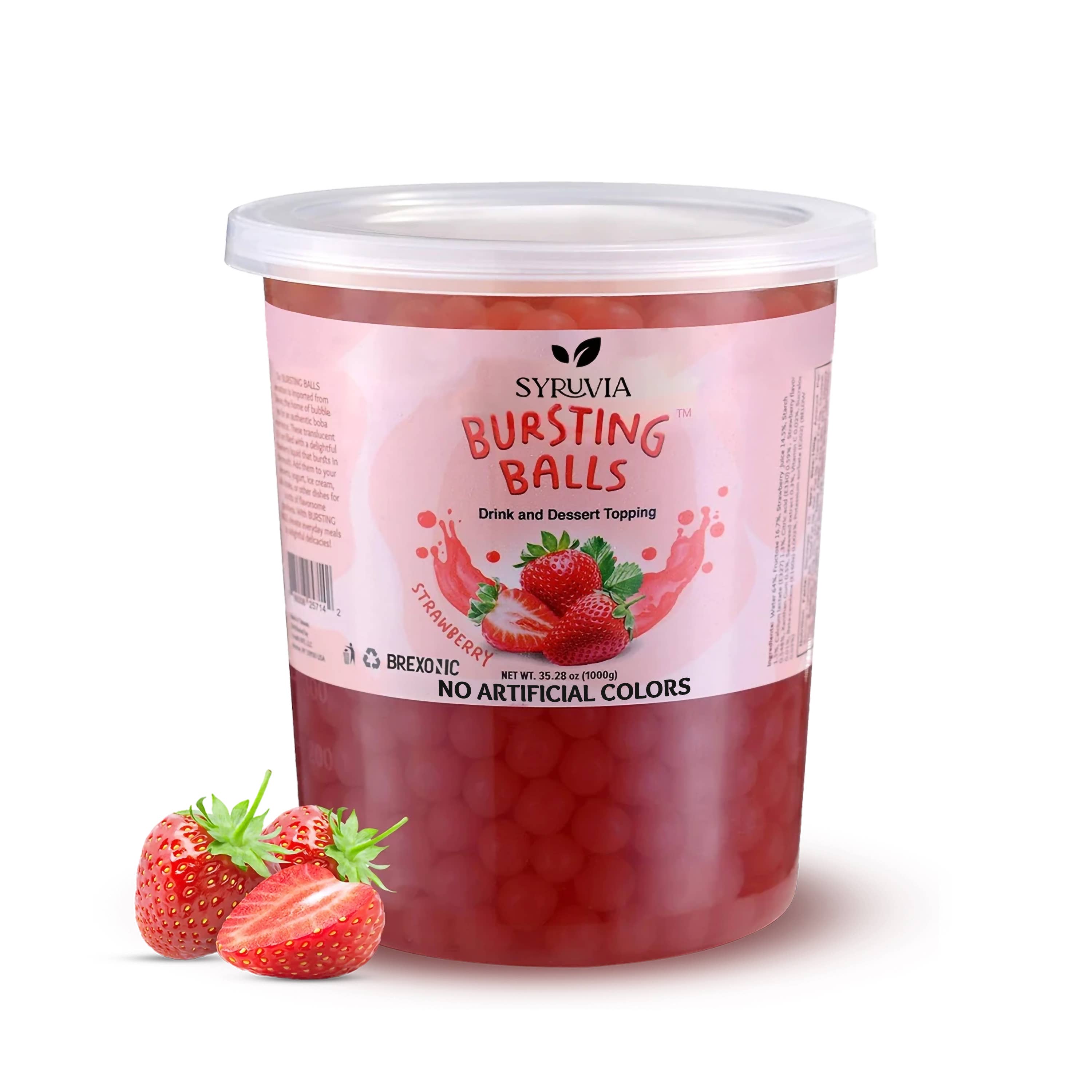 Syruvia - Wholesale Beverage Mix - 2 LB Strawberry Flavored Popping Boba