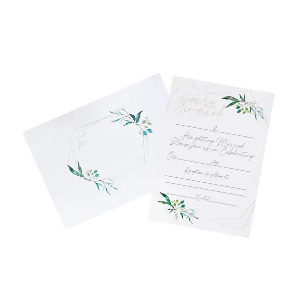 Hootyballoo by Club Green - Wholesale Invitations - Geometric Greenery Day Invitations & Envelopes 25 Pack2