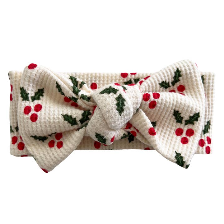 SpearmintLOVE - Wholesale Fashion Headband - Baby - Organic Waffle Knot Bow, Holly1