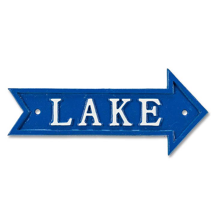 Abbott - Wholesale Sign - LAKE Arrow Sign-Blue-8"L-1623