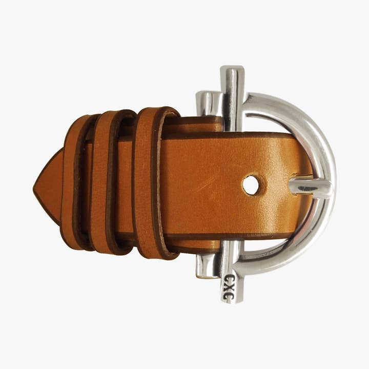 Camel leather bracelet hand killed edge silver hardware for wholesale by CXC