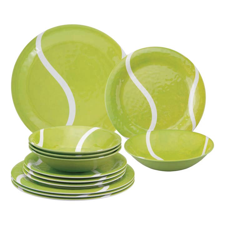 12-Piece Melamine Tennis Dinnerware Set for wholesale by Supreme Housewares