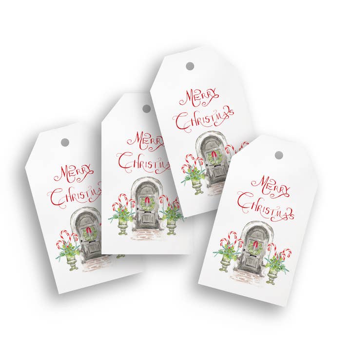 French Graffiti - Wholesale Gift Tag - Christmas Door with Candy Canes Gift Tags | Pack of 4