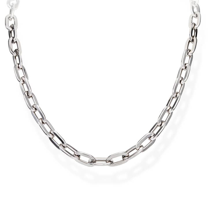 Paperclip Chain Necklace In Sterling Silver for wholesale by Amen Gioielli