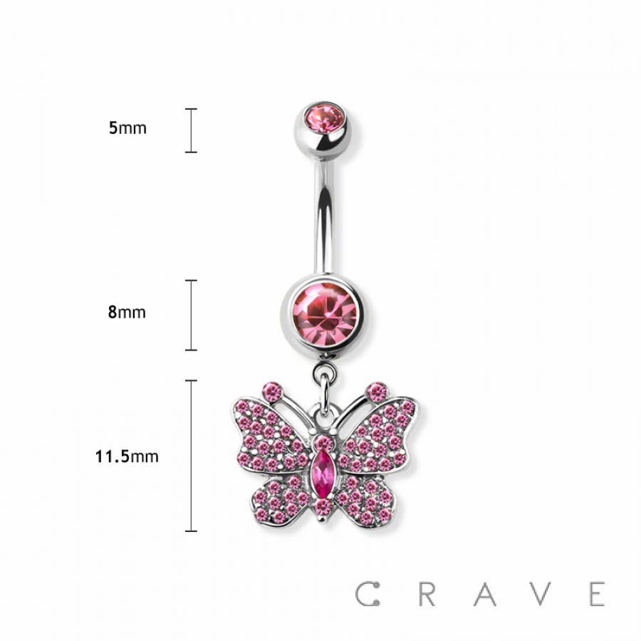 CRAVE - Wholesale Navelring - EDELSTEEN VLINDER BENGELEN 316L CHIRURGISCH STALEN NAVELRING3