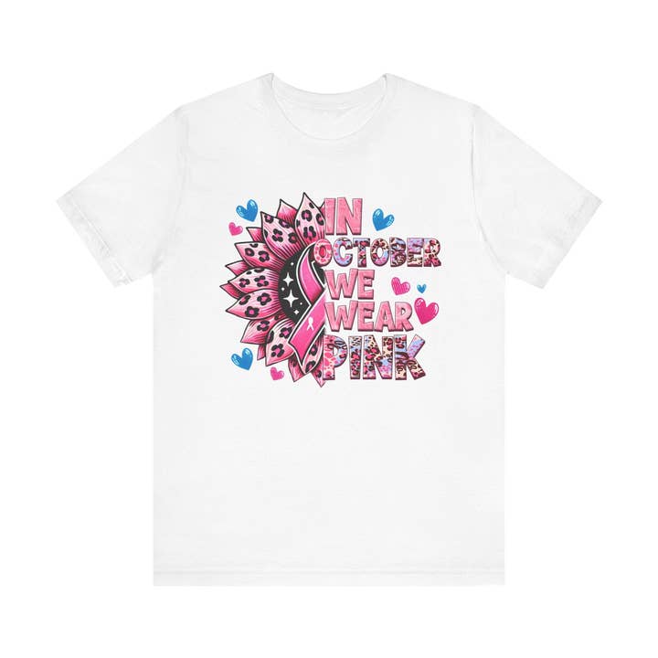 En octubre usamos rosa camiseta unisex de manga corta para la concienciación sobre el cáncer de mama. para venta al por mayor de Spicy Nice Boutique