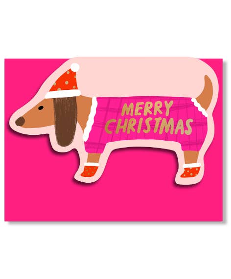 Carolyn Suzuki - Wholesale Christmas Card - DACHSHUND - Shaped Holiday Card2