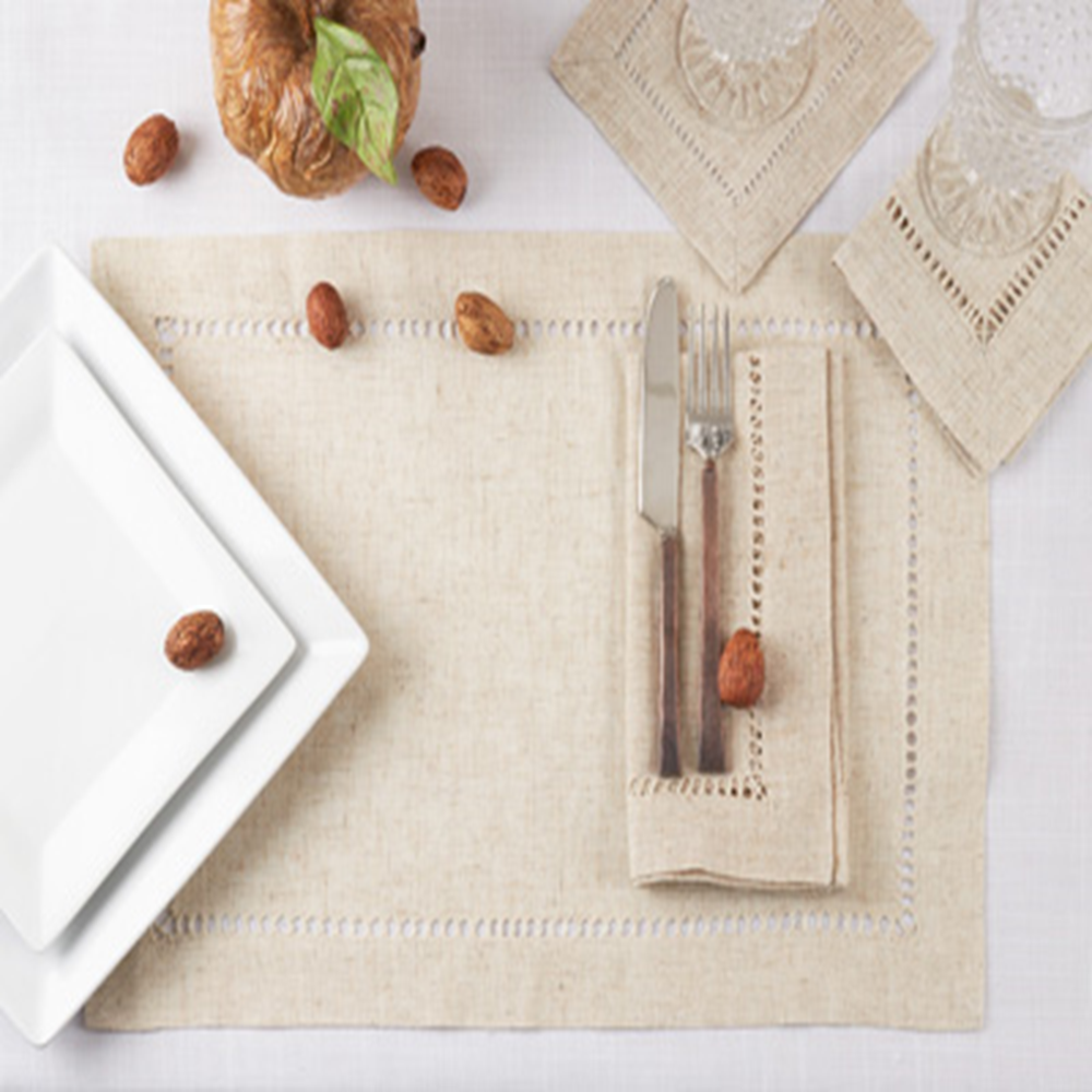 Fennco Styles - Wholesale Placemat - Hemstitch Linen Blend 14"x20" Placemat3