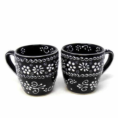 Encantada Handmade Pottery Set of Two Mugs, Ink for wholesale by Global Crafts
